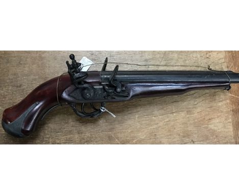 Modern inert replica of heavy Continental double barrelled pistol, light alloy construction