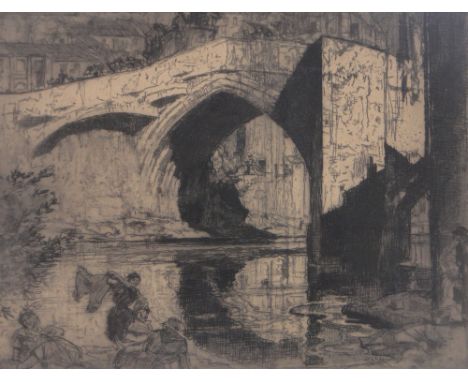 Sir Frank Brangwyn (1867-1956),etching, The Bridge at Barnard Castle, signed in pencil, p 17" x 21.5", framed.