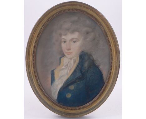 19th century coloured pastels, half length portrait of a man, unsigned, 18" x 14", framed.