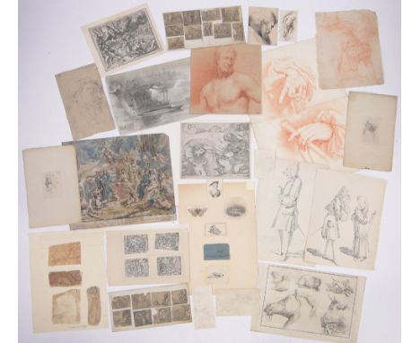 A folder of Old Master drawings and prints, (24).