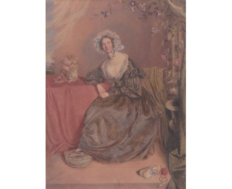 K McLeay,watercolour, portrait of a woman, signed and dated 1840, 16.5" x 12", framed.