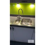 Franke 1.5 Bowl Brushed Steel Sink Unit with Curved Mixer Tap