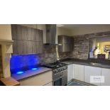 Display Kitchen Comprising Light Grey L Shaped Base Units & Two Wall Mounted Cabinets