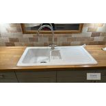 1.5 Ceramic White Sink Unit with Tap