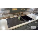 Black Ceramic 1.5 Sink Unit with Curved Mixer Tap