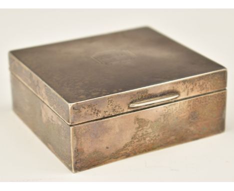 Art Deco hallmarked silver cigarette box with engine turned decoration, Birmingham 1935, maker&nbsp;Adie Brothers Ltd, width 