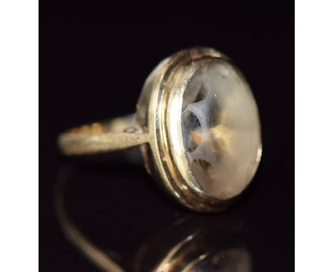 A 9ct gold ring set with paste, 3.4g, size K