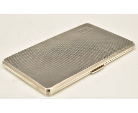 Art Deco style hallmarked silver cigarette case with engine turned decoration and gilt interior, Birmingham 1959, maker&nbsp;