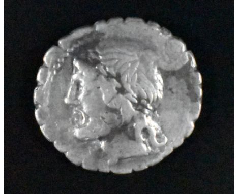 Roman Republic silver Denarius of L Cornelius Scipio Asiagenus 106BC, laureate head Jupiter left, rev The Dioscuri galloping 