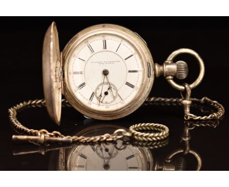 Robert Cockburn of New York 'Coin' silver keyless winding full hunter pocket watch with blued hands, inset subsidiary seconds