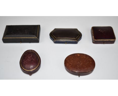 Five vintage jewellery boxes including H.B.Crouch, Hardy Brothers Australia, etc