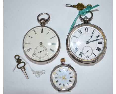 Three silver pocket watches comprising James Turner of Liverpool with subsidiary seconds dial, silver Breguet hands, black Ro