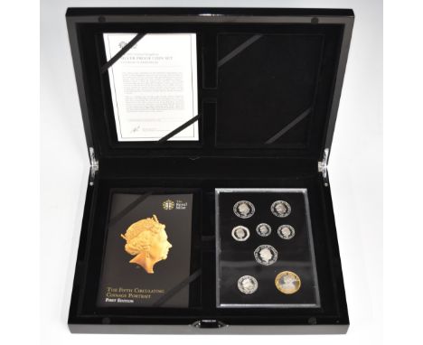 Royal Mint Fifth Circulating Coinage Portrait Collection comprising eight coins, in case with certificate