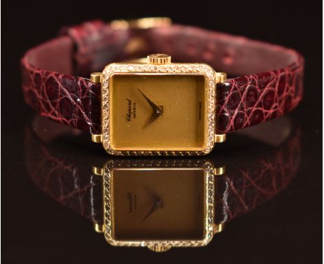 Chopard 18ct gold ladies wristwatch ref. 5131 with gold dauphine hands and dial, diamond set bezel and signed 17 jewel calibr