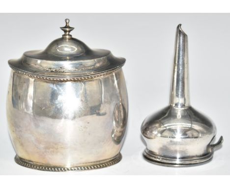 George V hallmarked silver lidded tea caddy, Birmingham 1919, maker&nbsp;Martin Hall &amp; Co Ltd, height 12cm, weight 278g t