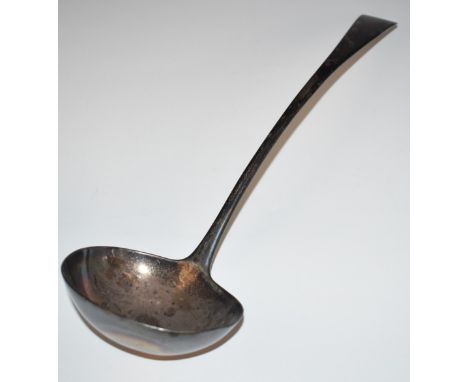 Georgian hallmarked silver Old English pattern soup ladle, London 1828, maker's mark rubbed, length 34cm, weight 201g