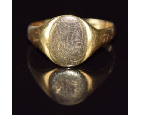 Victorian 18ct gold signet ring, 4.4g, size R&nbsp;