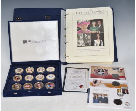 Westminster Coins folder of twenty six 'Lifetime of Service' commemorative coin covers, sixteen Queen Elizabeth enamelled por