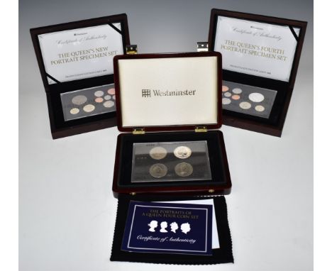 Westminster Coins 'The Queen's Fourth Portrait Specimen Set 2015', includes a silver Britannia 1oz coin, together with a 2015