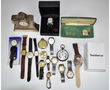 Eighteen various pocket and wristwatches including Tissot Seastar, Technos, Accurist, Services, Tendence, H Stone of Leeds ha