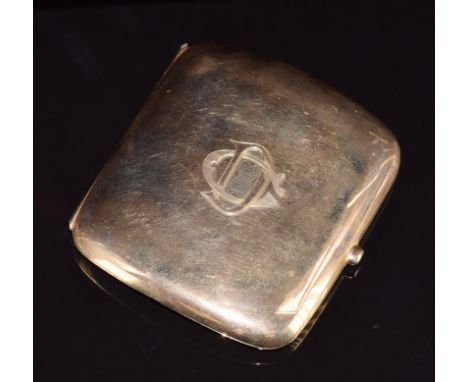 Art Deco&nbsp;9ct gold cigarette case, 7 x 8cm, 79g,&nbsp;in original box