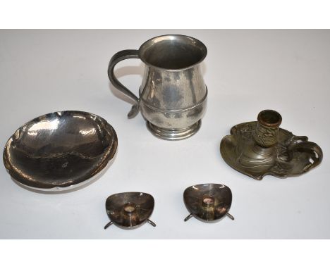 Archibald Knox Tudric Pewter for Liberty &amp; Co tankard with hammered decoration,&nbsp;shape number 01376, Keswick School o