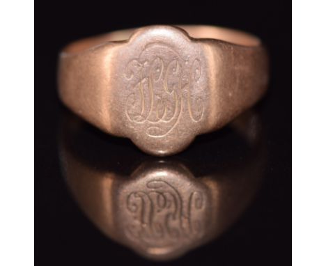 A c1920 9ct rose gold signet ring by H.G &amp; S, 4.8g, size R