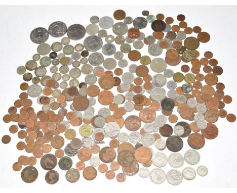 A collection of UK and some overseas coinage to include approximately 138g silver content, Queen Victoria onwards, contained 