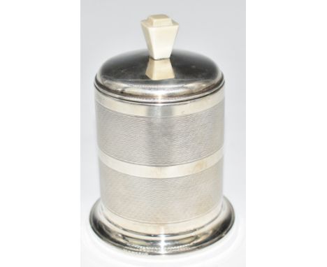 Art Deco hallmarked silver desk top novelty cigarette dispenser with engine turned decoration, Birmingham 1937, maker&nbsp;Jo