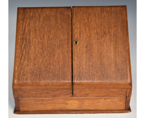 A vintage table top stationery box with fitted interior, W41 x D28 x H19cm