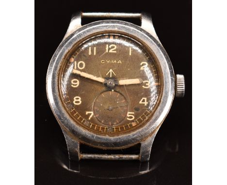 Cyma British military issue 'Dirty Dozen' wristwatch with&nbsp;inset subsidiary seconds dial,&nbsp;luminous hands and dot mar