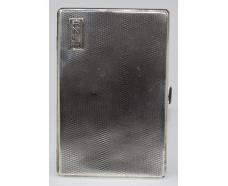 Art Deco hallmarked silver cigarette case with engine turned decoration, Birmingham 1928, maker&nbsp;Adie Brothers Ltd, lengt