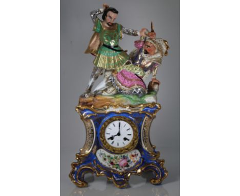 Valery Paris, Antique Porcelain Clock. With hand painted floral arrangement near lower portion of clock, and on each side of 