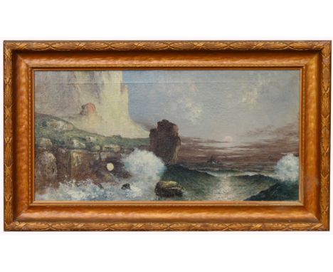 Decamp, Signed Coastal Seascape Painting. Oil on canvas. Signed lower right. Depicting waves crashing along the shore. Sight 