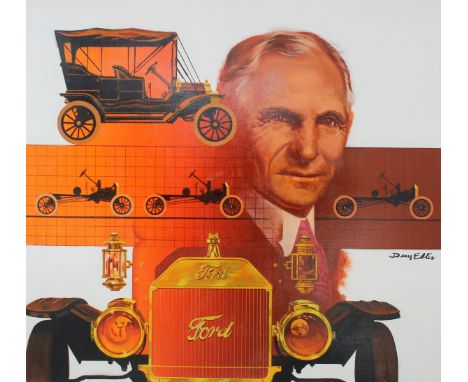 Dean Ellis (American, 1920 - 2009) "Henry Ford" Signed middle right. Original Oil painting on Masonite. Provenance: Collectio