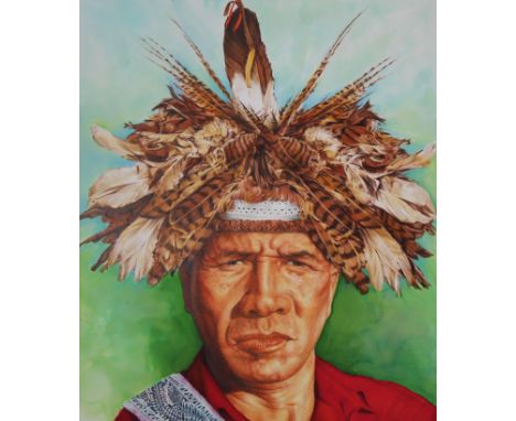 Paul Calle (American, 1928 - 2010) and Chris Calle (American, B. 1961) "Seneca Indian Portrait" Signed lower right. Original 