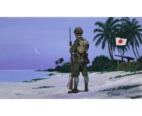 Dean Ellis (1920 - 2009) "History of the Marshall Islands Japan - Seizes Islands from Germany WWI" Titled lower margin. Origi