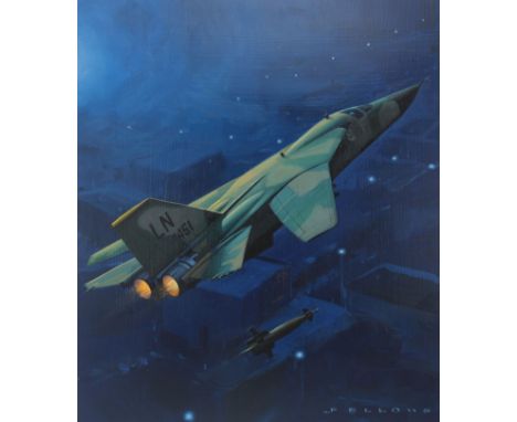 Jack Fellows (Washington, B. 1941) "F-111 Aardvark" Signed lower right. Original Oil painting on Masonite. Provenance: Collec