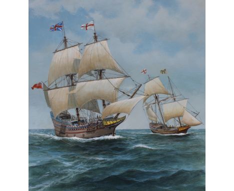 Charles J Lundgren (New York, Connecticut, 1911 - 1988) "Ark and Dove" Signed lower right. Original First Day Cover Oil Paint