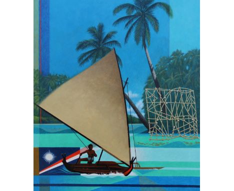 Howard Koslow (1924 - 2016) "Marshall Islands" Signed lower right. Original Oil Painting on Illustration Board.  Provenance: 