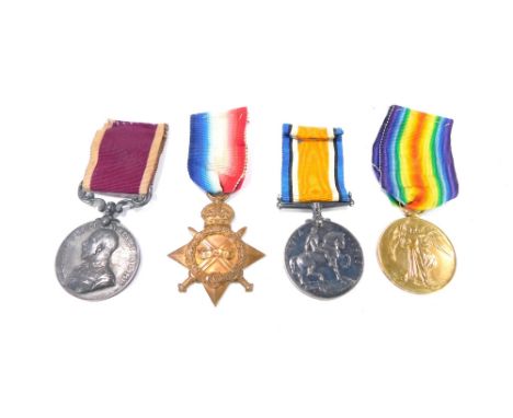 A group of WWI medals, named to Pte. W. Coe. R. Scots, 3903, comprising George V Long Service &amp; Good Conduct Medal, 1914-