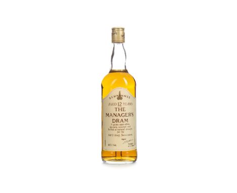 BENRINNES MANAGERS DRAM AGED 12 YEARS Single Malt Scotch Whisky Signed 2 November 1988. No capacity stated, 63% volume.