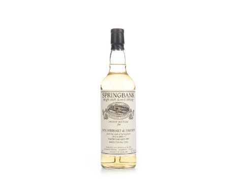 SPRINGBANK 1993 PRIVATE CASK #9 Single Malt Scotch Whisky Distilled 23 April 1993, matured in cask no. 9, bottled 5 May 2003.