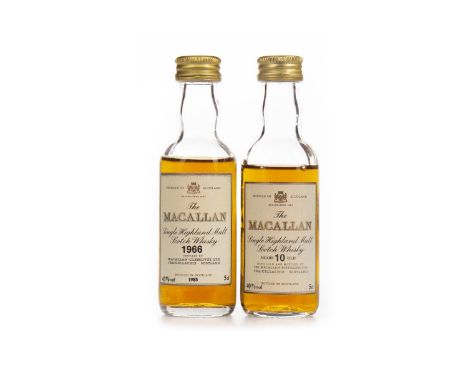 MACALLAN 1966 - 5CL Single Malt Scotch Whisky Bottled 1985, 5cl, 43% volume. MACALLAN 10 YEARS OLD - 5CL Single Malt Scotch W
