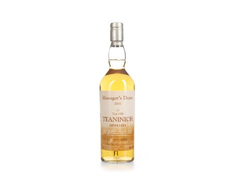 TEANINICH THE MANAGERS DRAM AGED 17 YEARS Single Malt Scotch Whisky Bottled September 2001, bottle no. 1459. 70cl, 58.3% volu