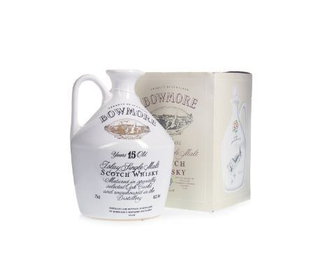 BOWMORE GLASGOW GARDEN FESTIVAL 1988 AGED 15 YEARS Single Malt Scotch Whisky 75cl, 40% volume, white ceramic flagon in carton