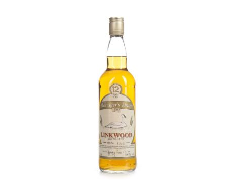 LINKWOOD MANAGERS DRAM AGED 12 YEARS Single Malt Scotch Whisky Refill sherry cask matured, bottle no. 1268, signed 1 December