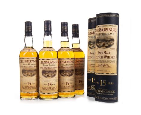 GLENMORANGIE AGED 15 YEARS (4) Single Malt Scotch Whisky 70cl, 43% volume, two in tubes. Four bottles.