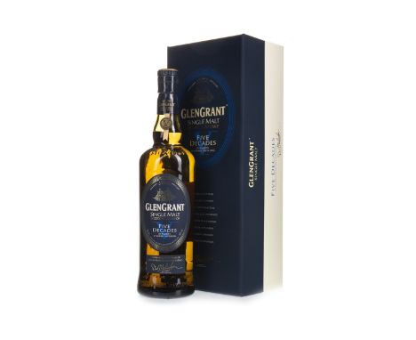 GLEN GRANT FIVE DECADES Single Malt Scotch Whisky Celebrating Master Distiller Dennis Malcolm's 50 years with Glen Grant. 70c
