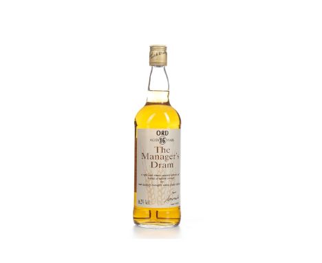 ORD MANAGERS DRAM AGED 16 YEARS Single Malt Scotch Whisky Matured in a refill cask, signed 20 June 1991. No capacity stated, 